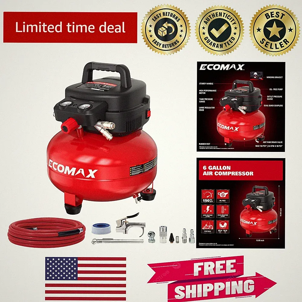 High Efficiency 150 PSI Portable Air Compressor with 10 Essential Accessories