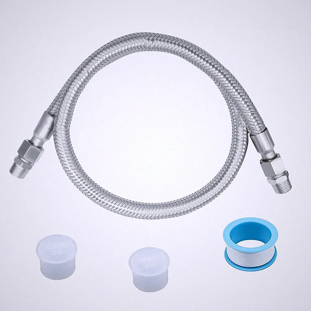 Industrial Grade Reinforced Air Compressor Hose Assembly - 1/2" 40", sliver