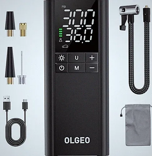 OLGEO Tire Inflator Portable Air Compressor, 170PSI Cordless Air Pump, 4X Black